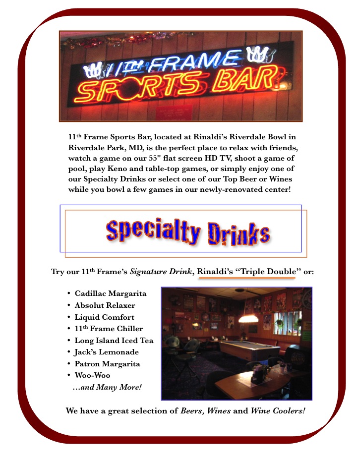 Rinaldi's Riverdale Bowl > Bar & Grille > 11th Frame Sports Bar